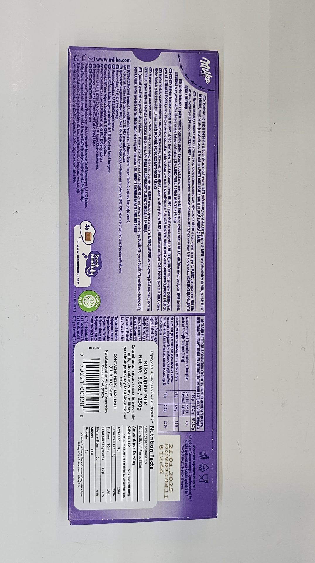 Milka Alpine Milk 250g - Image 3