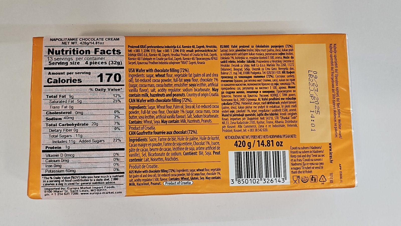 Kras Chocolate Cream Wafers Napolitanke 420g - Image 3